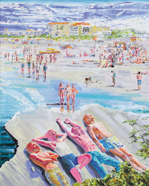 권여현, 낯선곳의 일탈자들, 캔버스에 유채, 227&times;181cm, 2023