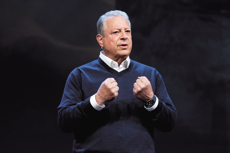 앨 고어 미국 전 부통령이 작년 4월 캐나다 밴쿠버에서 열린 테드토크(Ted Talk)에서 기후위기 대책을 강연하고 있다. [앨 고어 제공·촬영자 질베르토 태드데이]