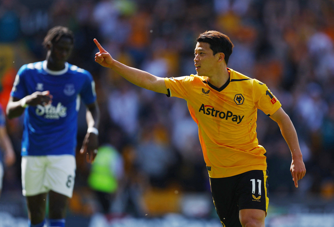 황희찬이 골을 터뜨린 뒤 세라머니를 하고 있다. [로이터]