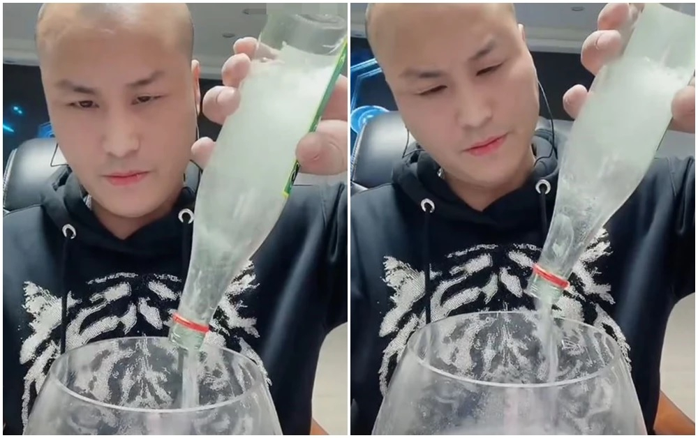 산첸형이 '술먹방'을 하는 모습 [웨이보]