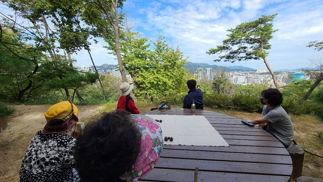 서울 중구에서 치매 어르신들을 위해 산림 치유 프로그램을 진행하고 있다. [서울 중구 제공]