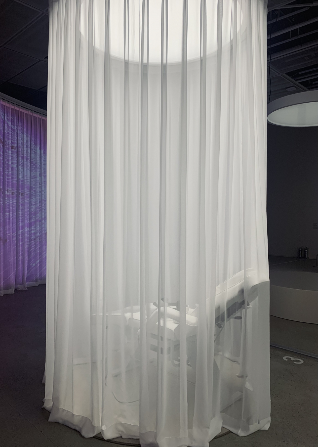 A reclining chair for experiencing Ram Han's VR artwork titled 'Tutorial: How to Uninstall My Twin Sister (2023)" at the "Game Society" exhibition (No Kyung-min/The Korea Herald)