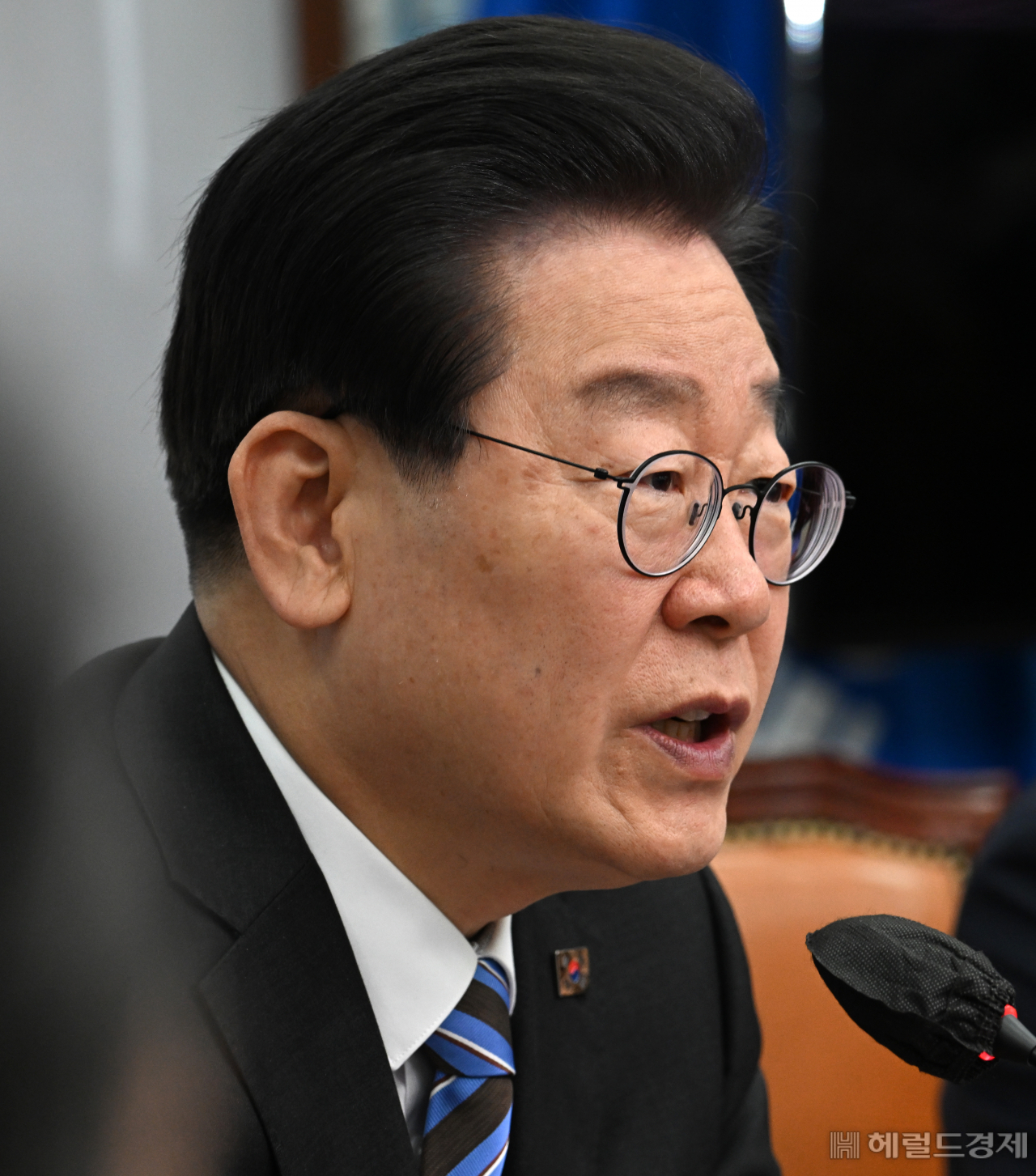 이재명 더불어민주당 당대표가 26일 서울 영등포구 여의도 국회의사당 더불어민주당 당대표회의실에서 열린 더불어민주당 강원특별자치도 출범 기념행사에 참석해 발언하고 있다. 임세준 기자