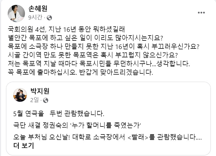 손혜원 전 의원 페이스북.