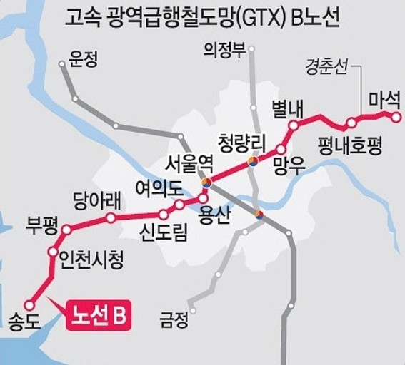 GTX-B 노선도