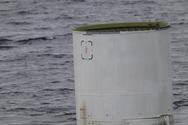 This photo shows an object believed to be part of North Korea's "space launch vehicle" that is salvaged by the South Korean military from the Yellow Sea on Wednesday morning. (South Korea's Joint Chiefs of Staff)