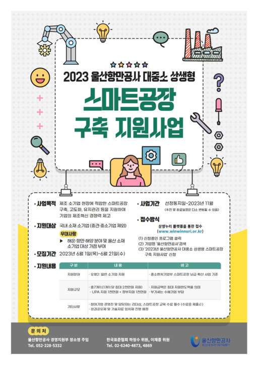 울산항만공사 ‘2023년 대중소 상생형 스마트공장 구축 지원사업’ 안내 포스터. [사진=UPA]