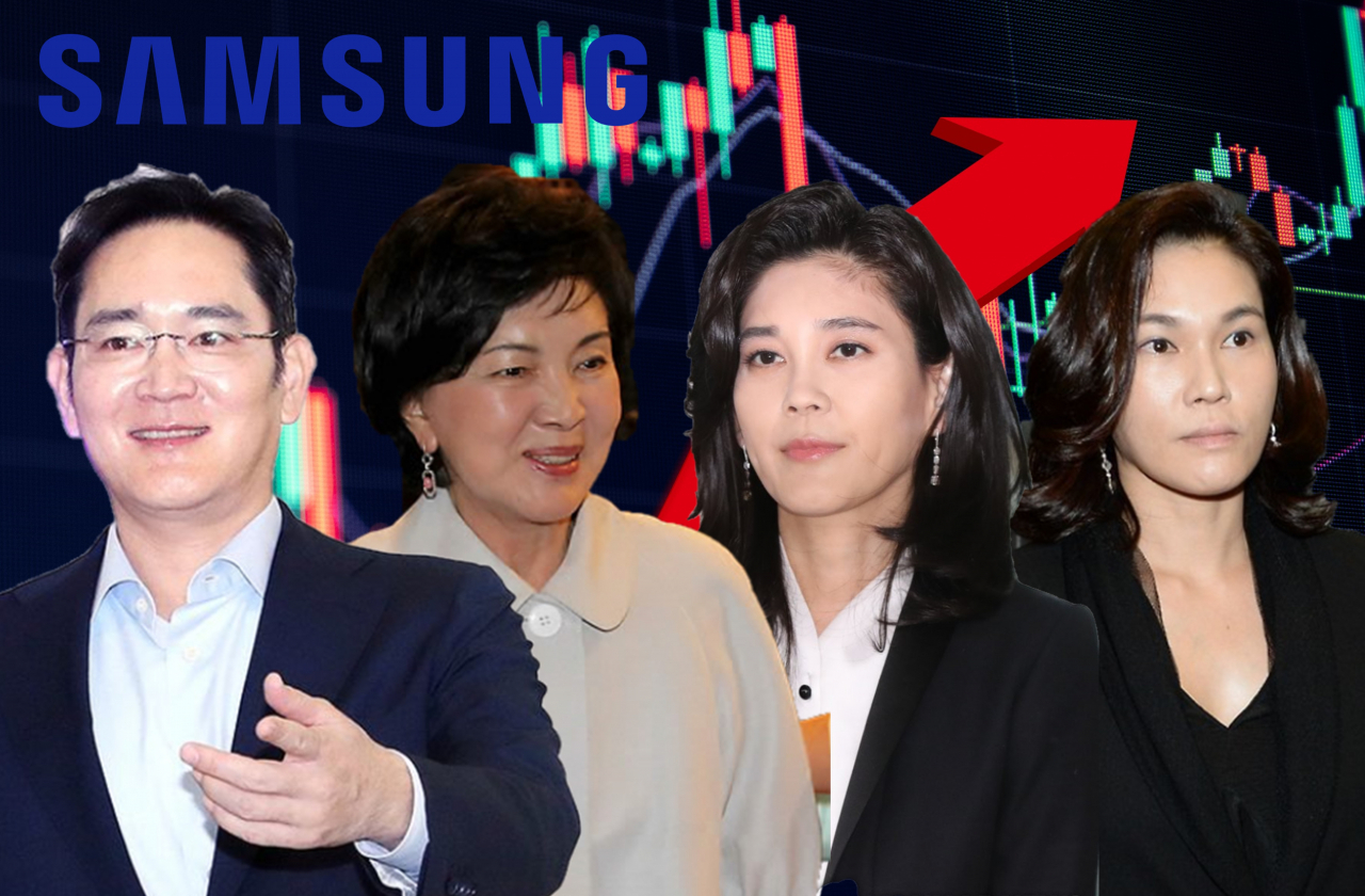 왼쪽부터 이재용 삼성전자 회장, 홍라희 전 리움미술관장, 이부진 호텔신라 사장, 이서현 삼성복지재단 이사장. [연합·게티이미지뱅크]