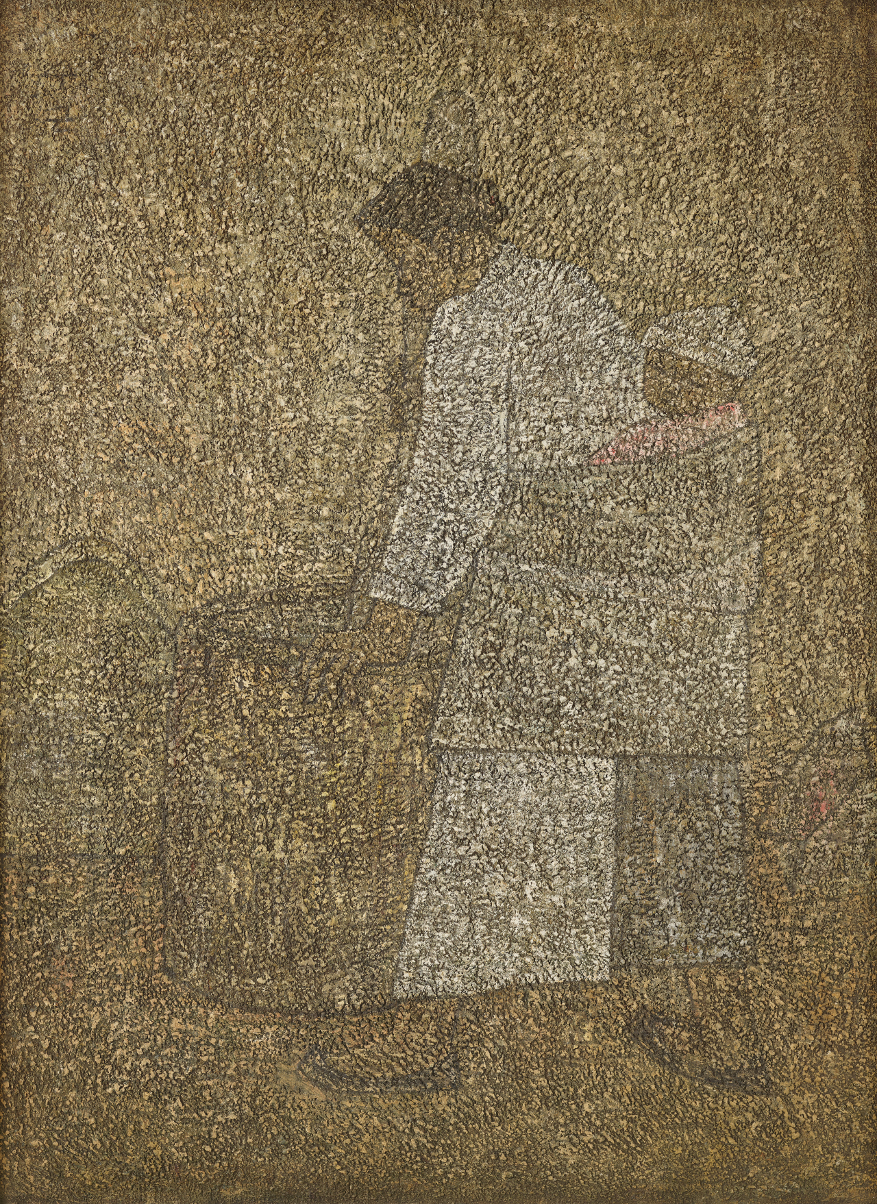 박수근, 절구질하는 여인, 1957, 캔버스에 유채, 130&times;97cm, 국립현대미술관 이건희컬렉션, ⓒ박수근연구소