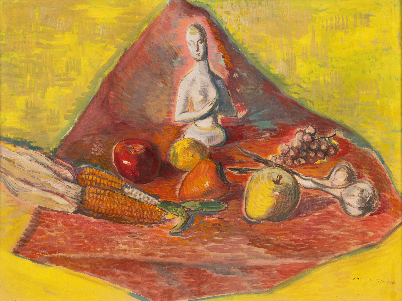 이인성, 석고상이 있는 풍경, 1934, 종이에 수채, 55.2&times;74.6cm, 대구미술관 이건희컬렉션 [경기도미술관 제공]