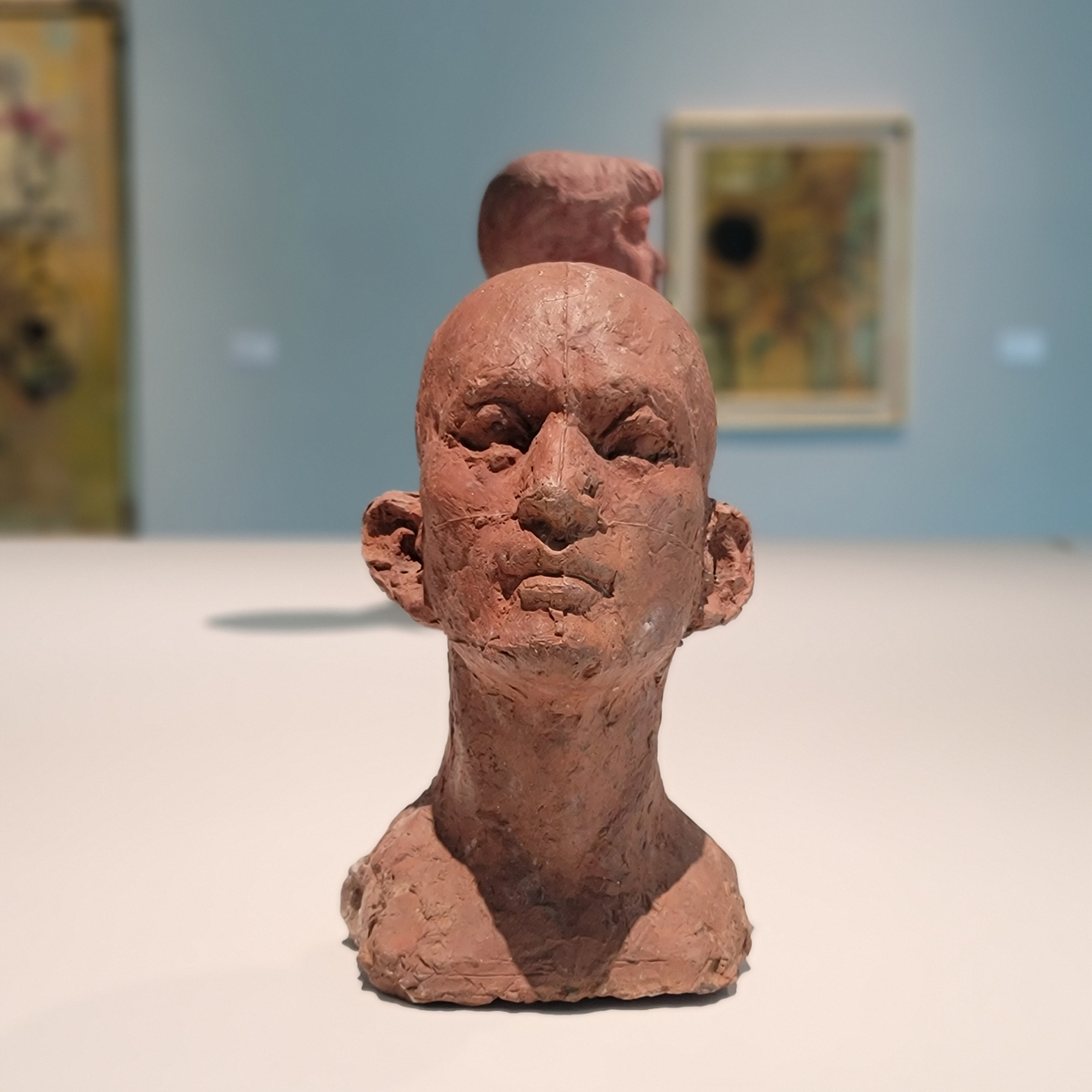 경기도미술관 이건희 컬렉션 특별전 ‘사계’에 출품된 권진규 ‘자소상’. 1967년경, 테라코타, 21&times;19&times;34cm, 가나문화재단 소장, ⓒ권진규기념사업회·이정훈 [이한빛 기자]