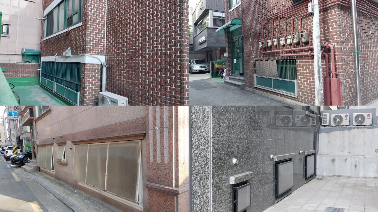 지난해 기록적인 폭우로 수해 피해를 입었던 관악구 신림동 일대 물막이판이 설치된 세대(위)와 설치되지 않은채 가림판만 설치된 세대(아래). 주소현 기자