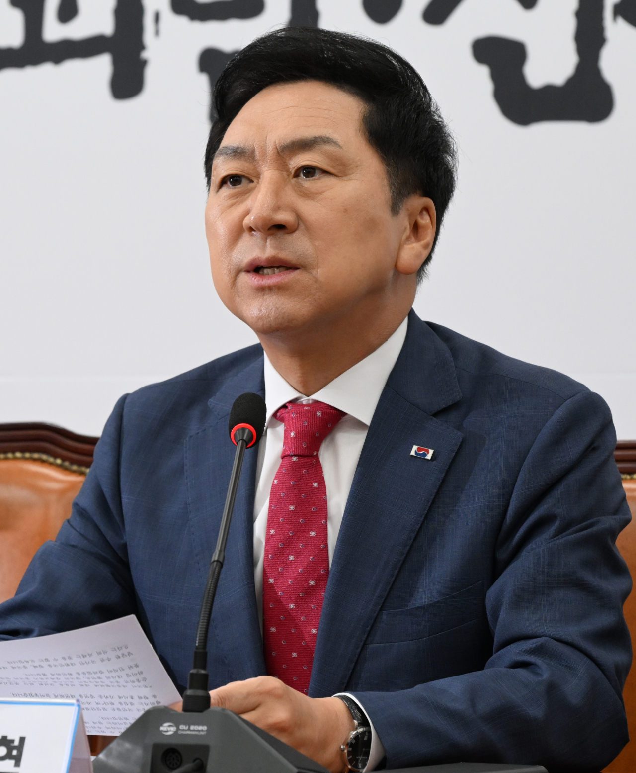김기현 국민의힘 당대표가 12일 서울 영등포구 여의도 국회의사당 본청에서 열린 국민의힘 최고위원회의에 참석해 발언하고 있다. 임세준 기자
