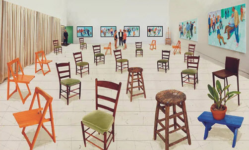 데이비드 호크니, Sparer Chairs, 포토그래픽 드로잉 프린트 (edition of 25), 107&times;176cm, 2014