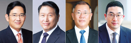 (왼쪽부터) 이재용 회장, 최태원 회장, 정의선 회장, 구광모 회장