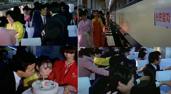 This footage from KTV shows the inside of a “honeymoon train,” a special train for newlyweds going on their honeymoon to destinations like the historic city of Gyeongju, North Gyeongsang Province.