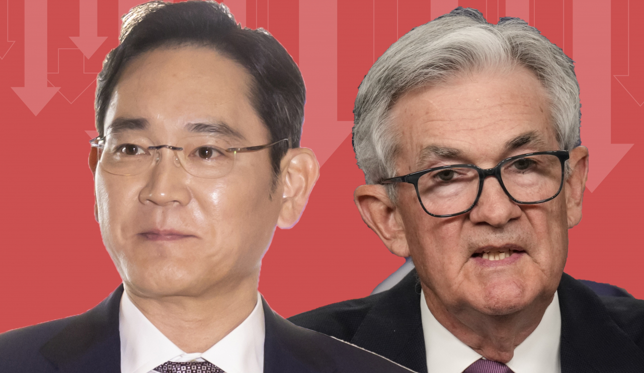 이재용(왼쪽) 삼성전자 회장과 제롬 파월 미국 연방준비제도 의장 [게티이미지·연합]