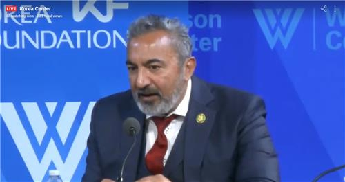 Rep. Ami Bera (D-CA) speaks at a seminar hosted by the Washington-based Wilson Center and Seoul-based East Asia Foundation in Washington on Thursday. (Yonhap)