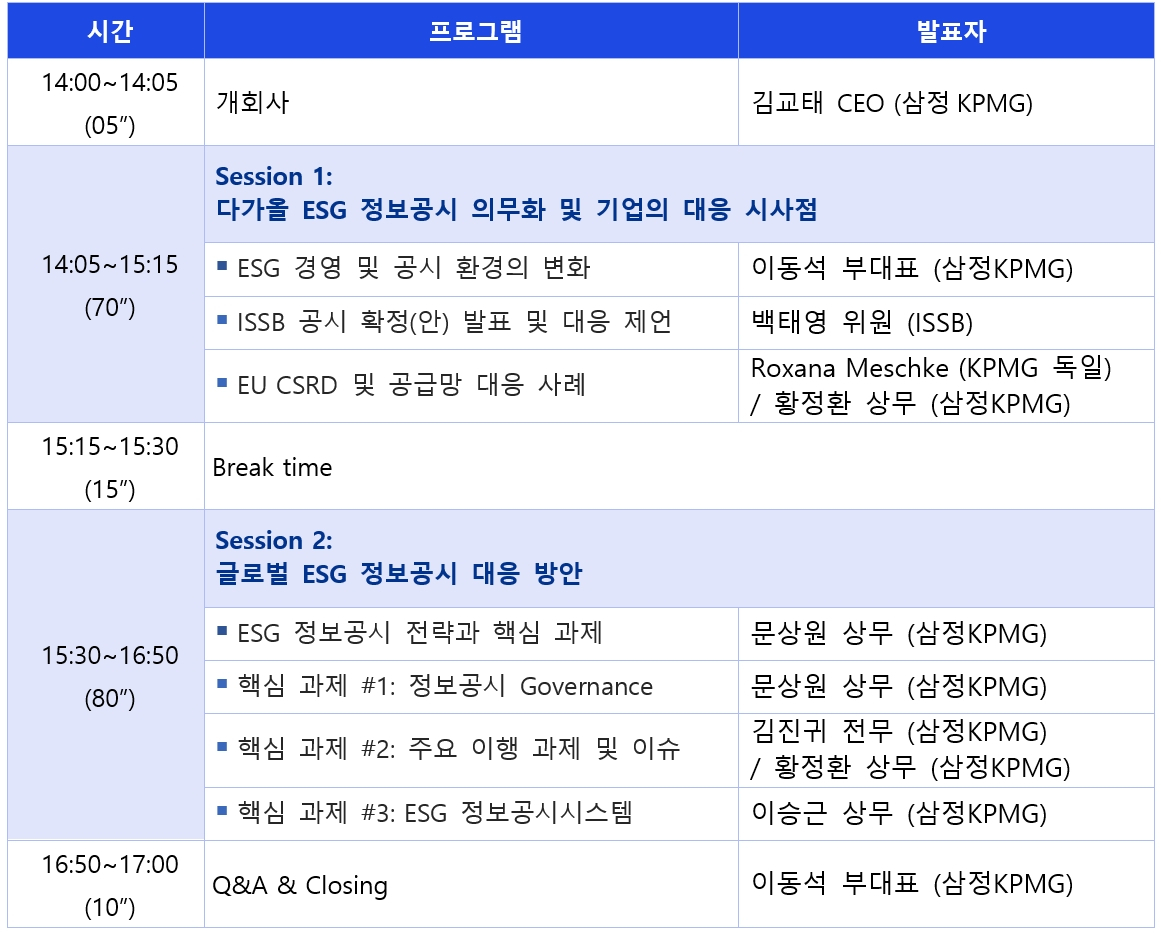 ESG 정보공시 세미나 내용(삼정KPMG 제공)