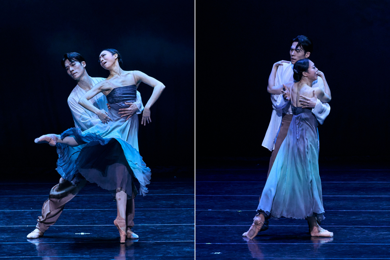 Kang Mi-sun and Rhee Hyon-jun perform “Mirinaegil.” (Universal Ballet)