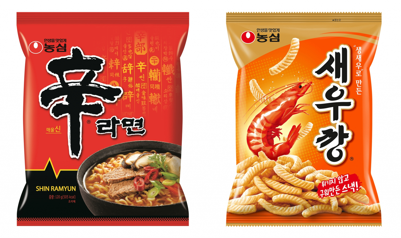 농심이 7월부터 가격 인하를 결정한 신라면과 새우깡 제품 [농심 제공]
