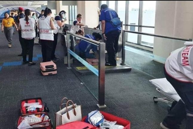 태국 돈므앙 공항 무빙워크 사고 현장. [SNS 캡처]