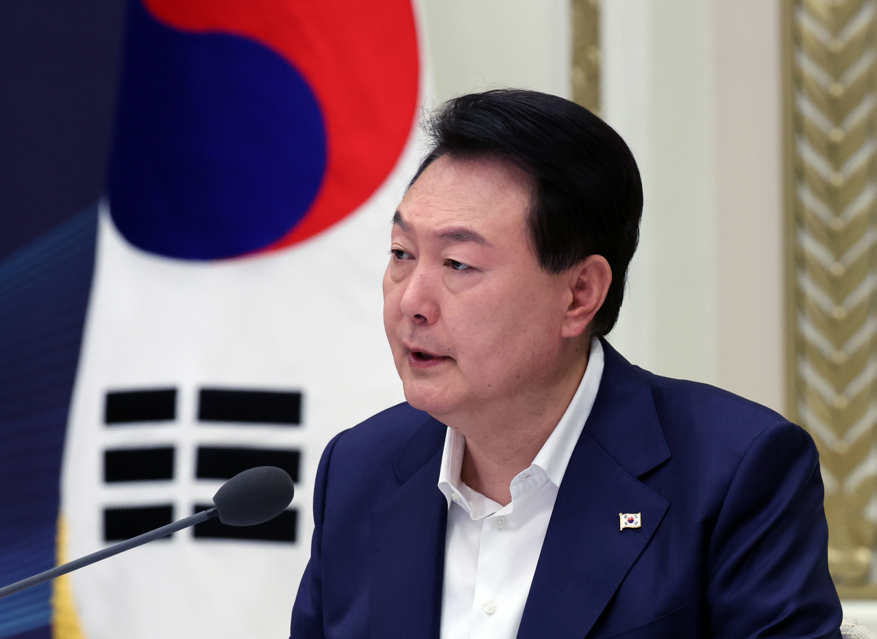 윤석열 대통령이 4일 청와대 영빈관에서 열린 2023년 하반기 경제정책 방향에 관한 제18차 비상경제민생회의에서 발언하고 있다. [연합]