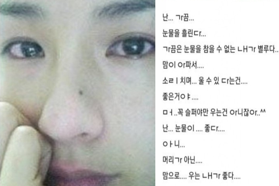흑역사 사진을 대표하는 밈인 가수 채연의 싸이월드 게시물. [온라인 커뮤니티 캡처]