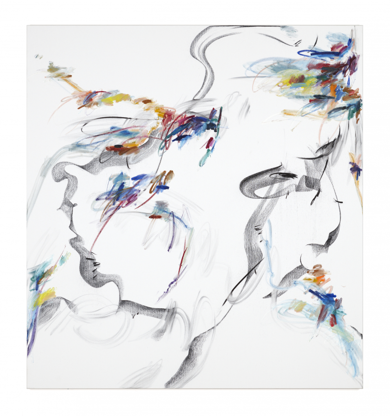 Xiyao Wang, Relev&eacute; no. 2, 2023, Oil stick, charcoal on canvas, 135 x 125cm, Photo: Studio XW.Courtesy of the artist and Perrotin. [페로탕 제공]