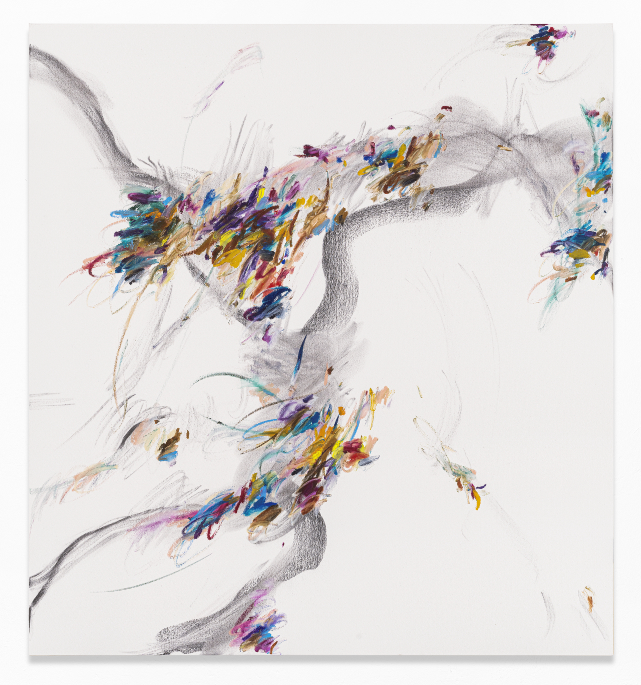 Xiyao Wang, Saute de Basque, no. 5, 2023 Oil stick, charcoal on canvas, 135 x 125cm, Photo: Studio XW. Courtesy of the artist and Perrotin. [페로탕 제공]