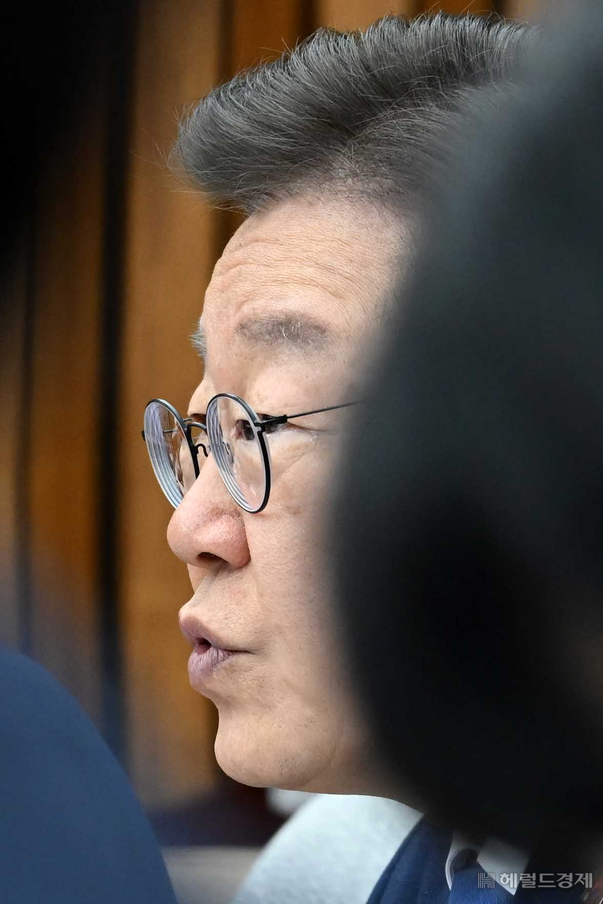 이재명 더불어민주당 대표가 5일 오전 서울 여의도 국회에서 열린 확대간부회의에서 발언하고 있다. 이상섭 기자