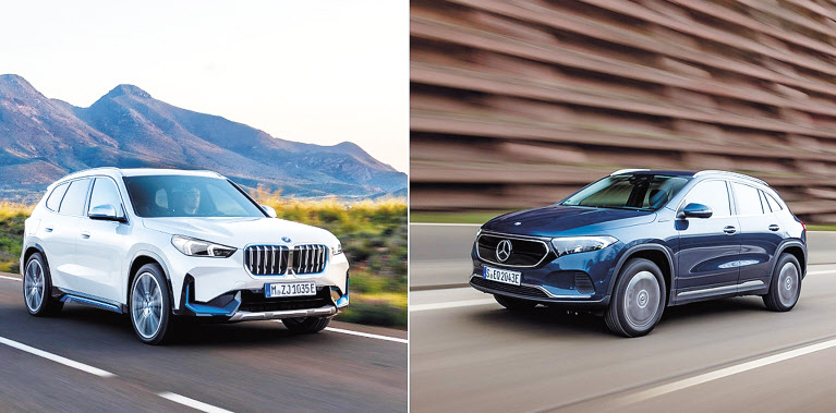 BMW ‘iX1’(왼쪽)과 메르세데스-벤츠 ‘EQA’ [BMW 코리아, 메르세데스-벤츠 코리아 제공]