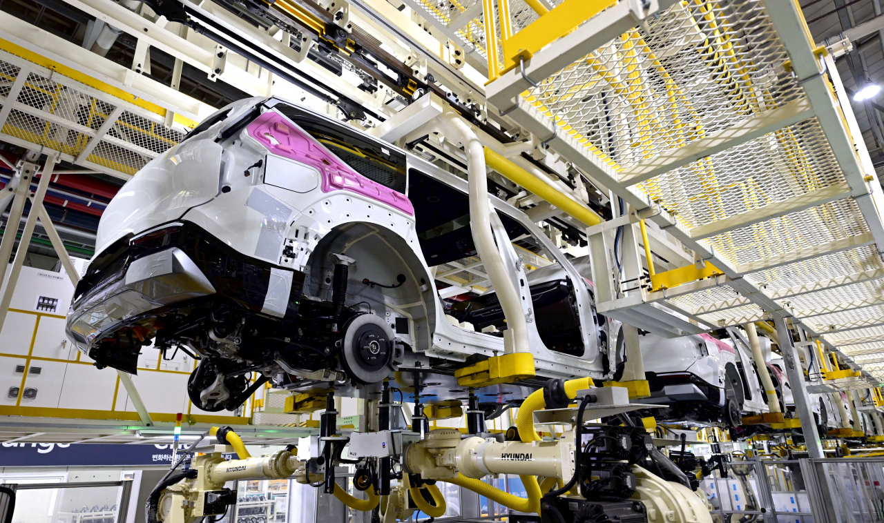 기아 오토랜드 광명1공장 EV9 생산라인. [기아 제공]