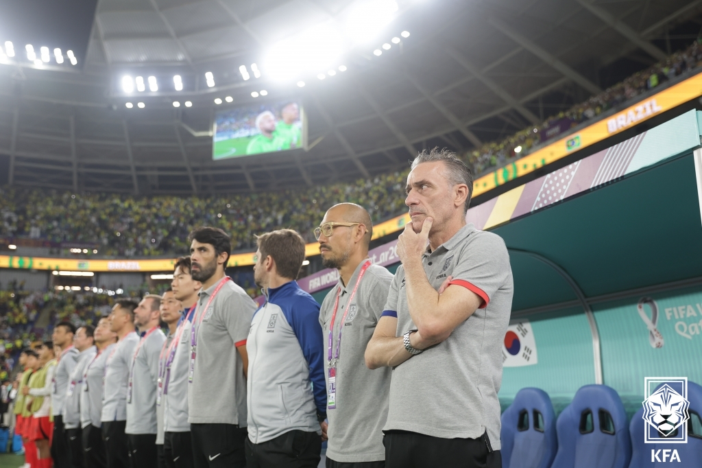 벤투 감독의 마지막 한국경기인 카타르 월드컵 16강 브라질전 모습.[대한축구협회 제공]