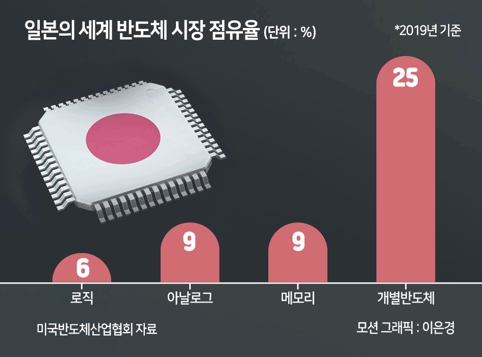 일본 반도체 종류별 점유율 [그래픽=이은경]