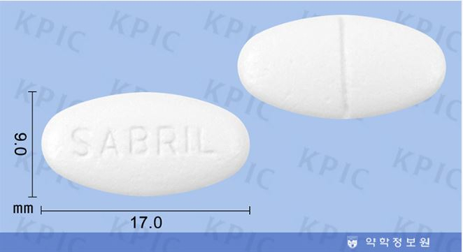 사브릴정500mg. [약학정보원 캡쳐]