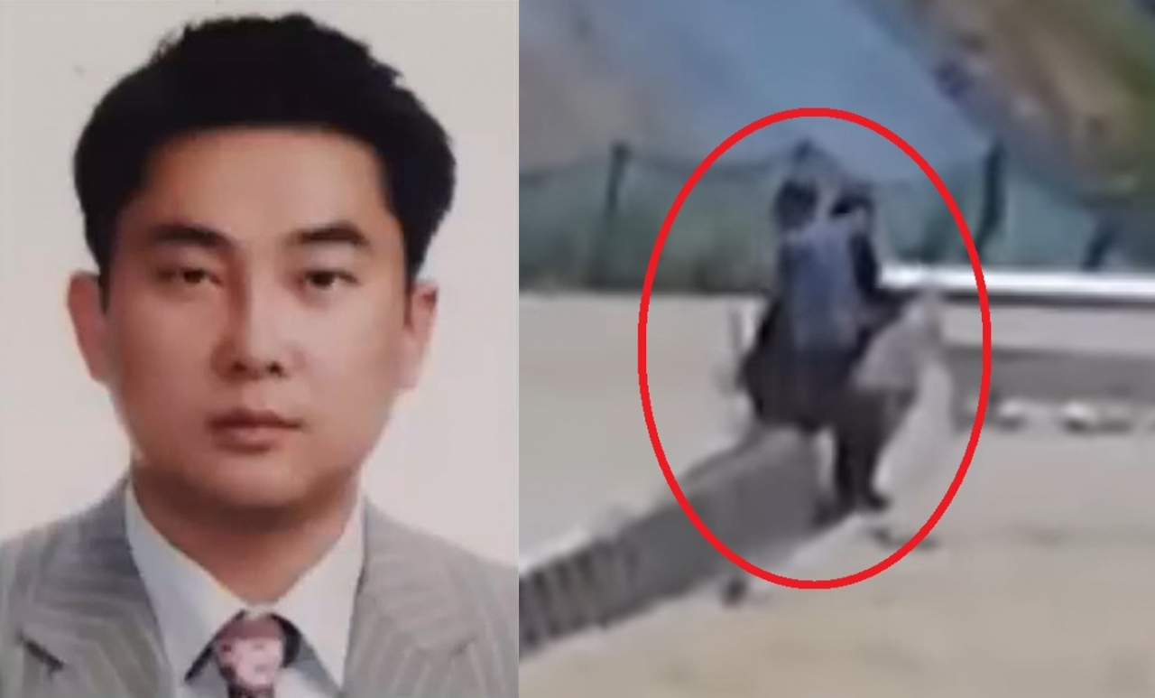 충북 오송 지하차도 침수 현장에서 시민 3명을 구한 증평구청 공무원 정영석씨와 구조 장면. [KBS뉴스 영상 갈무리]