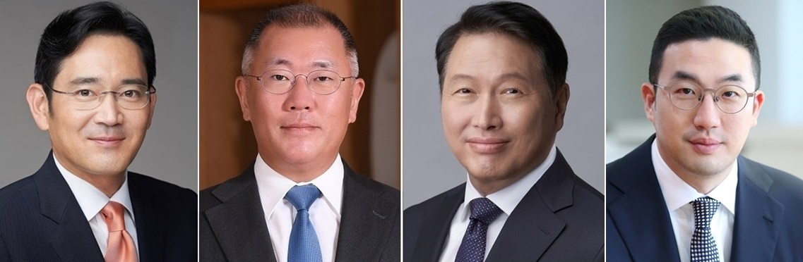 왼쪽부터 이재용 삼성전자 회장, 정의선 현대차그룹 회장, 최태원 SK그룹 회장, 구광모 LG그룹 회장. [각 사 제공]