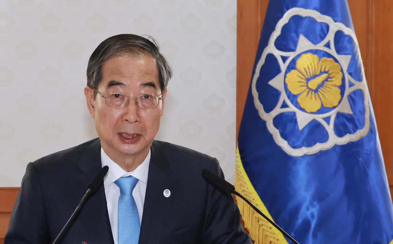 한덕수 국무총리가 20일 정부서울청사에서 열린 3차 국가첨단전략산업위원회에 참석해 발언하고 있다. [연합]