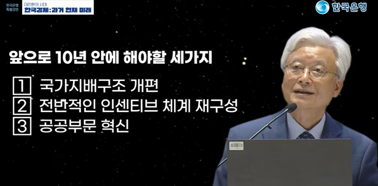 조윤제 한국은행 금융통화위원이 한국 경제 미래 과제로 구조 개혁을 언급했다. [한국은행 유튜브 채널 갈무리]