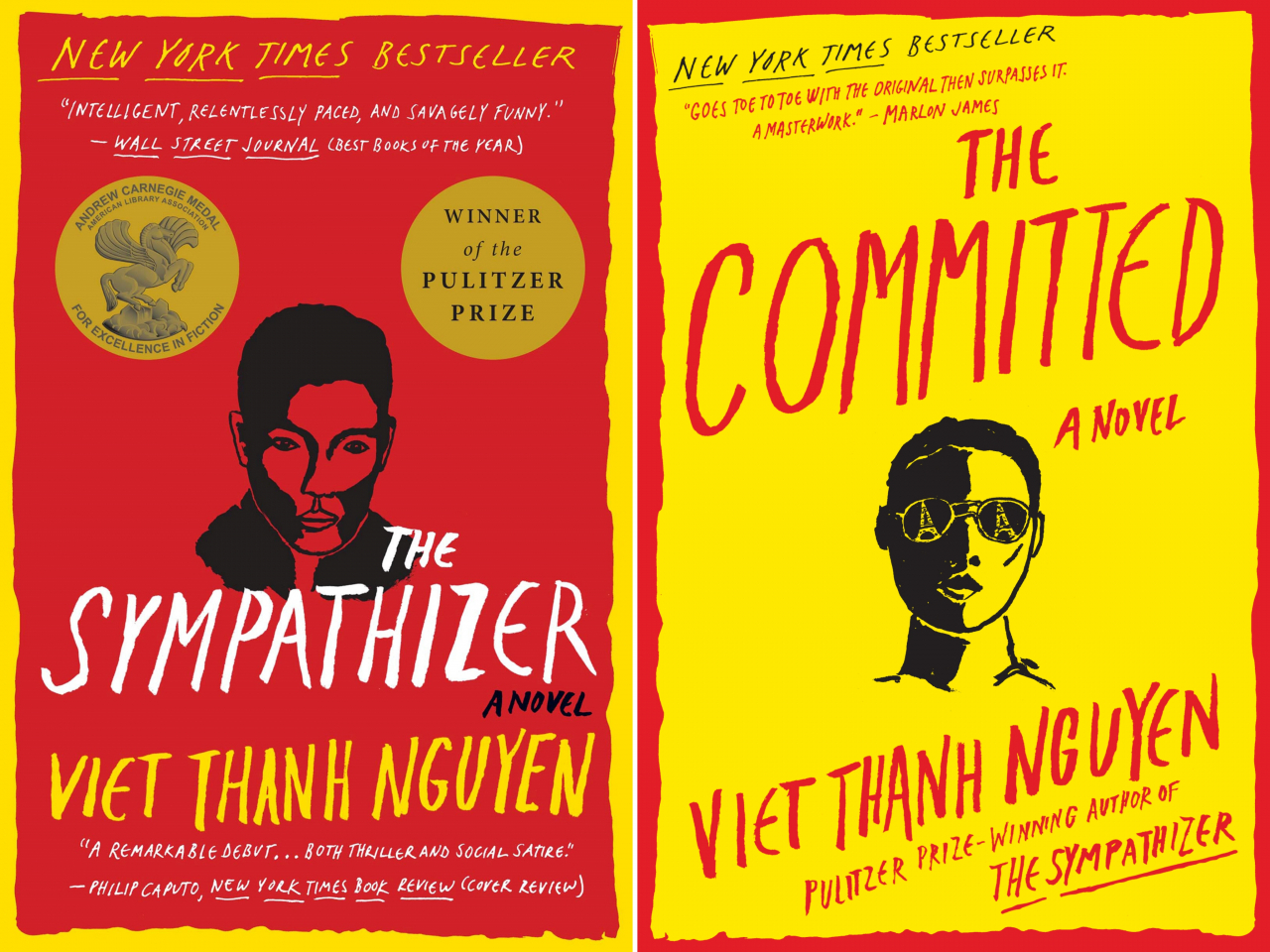 "The Sympathizer" (left) and "The Committed" by Viet Thanh Nguyen (Grove Press)
