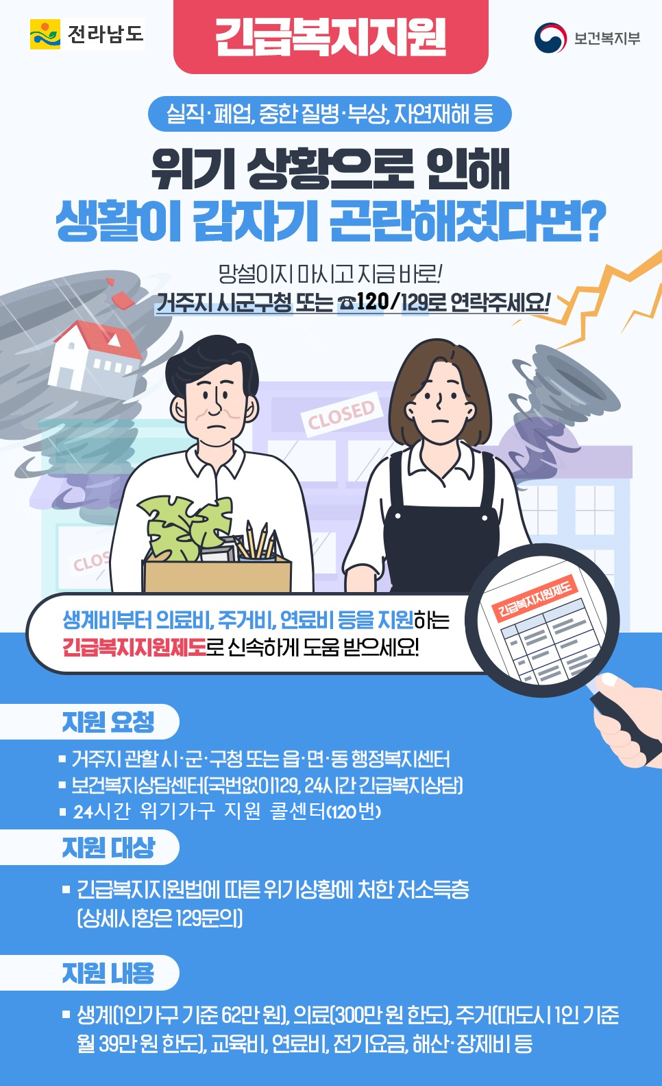 긴급지원 복지 홍보물