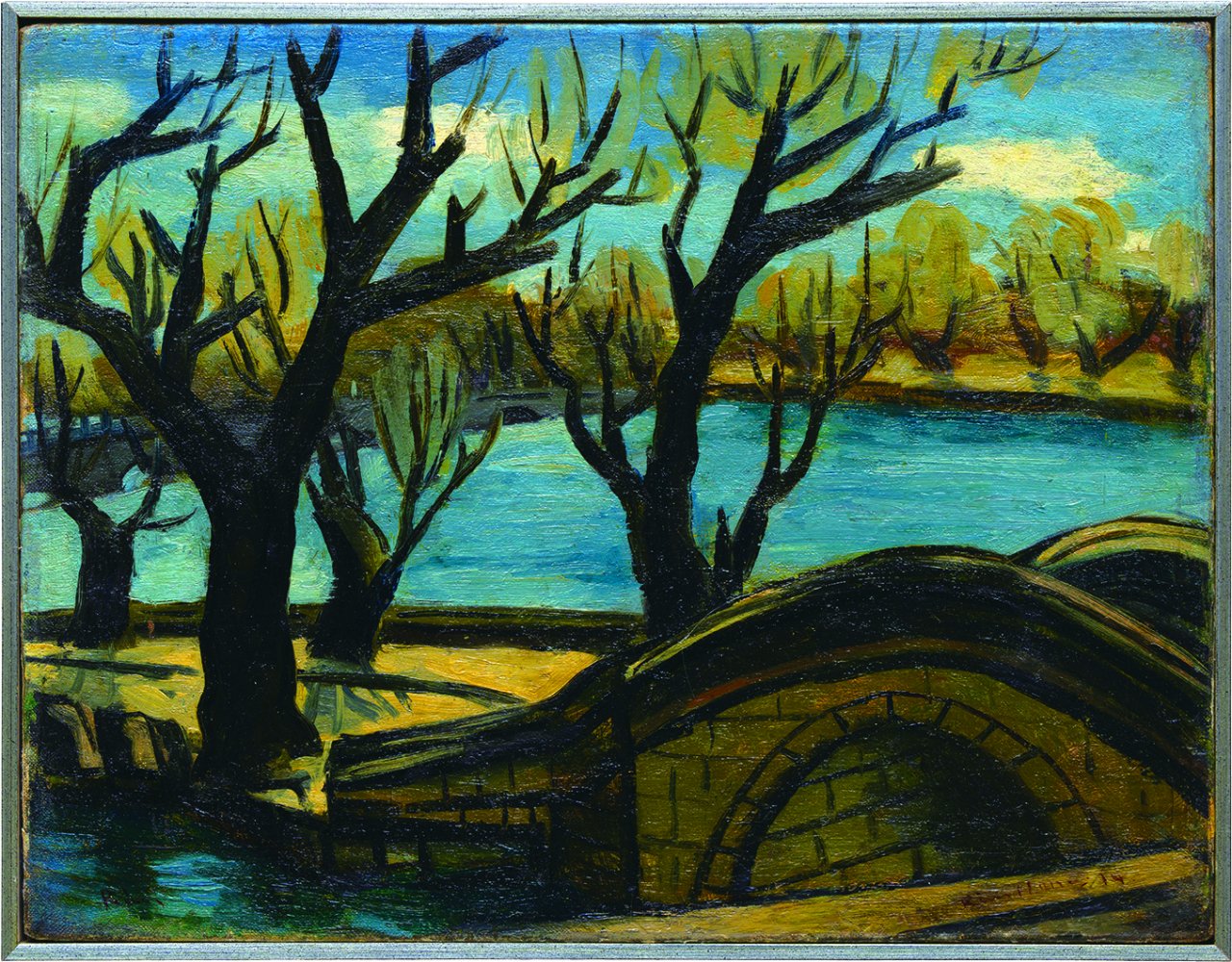임군홍, 다리가 있는 풍경,31.5x41cm,Oil on canvas,1939 [예화랑 제공]