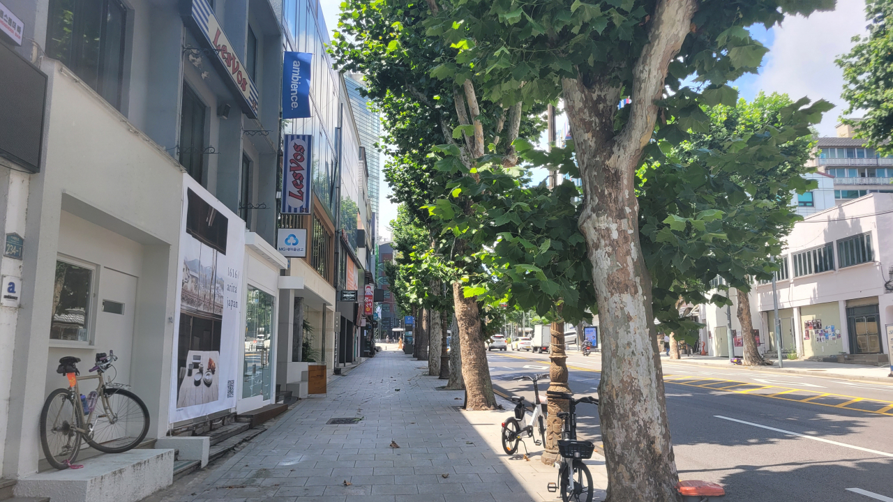 28일 오후, 서울 용산구 한남동 대로변. [이준태 기자]