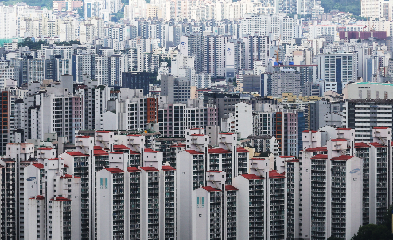 서울 남산에서 내려다 본 서울 도심 아파트 [연합]