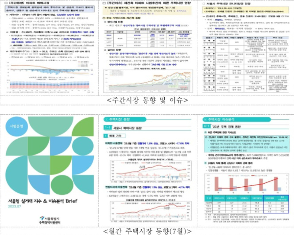 서울시가 발간한 주택시장 동향 보고서. [서울정보소통광장 홈페이지 캡처]
