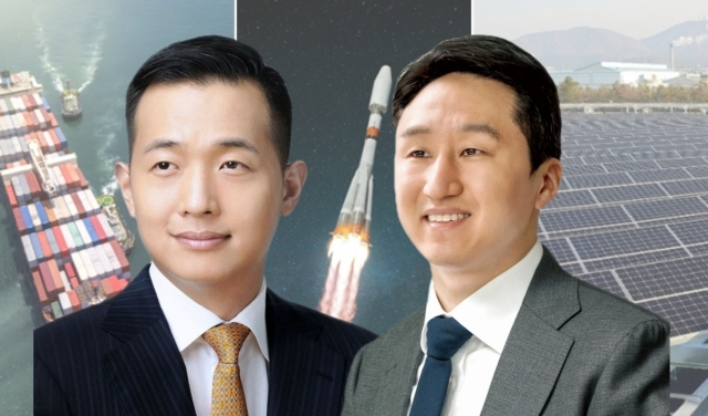 김동관(왼쪽) 한화그룹 부회장과 정기선 HD현대 사장. [각 사 제공, 그래픽=김은희 기자]