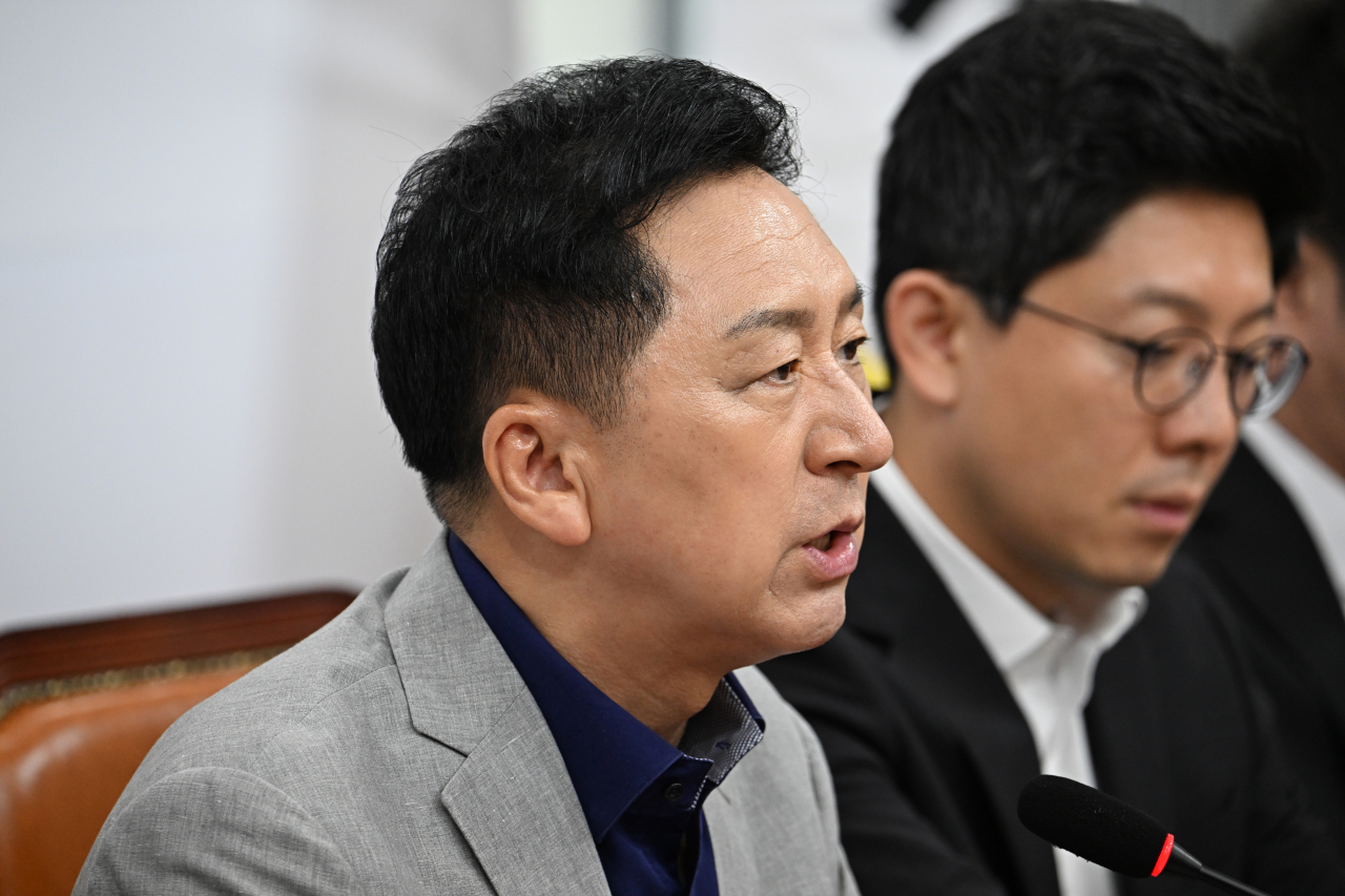 김기현 국민의힘 대표가 지난달 26일 서울 여의도 국회에서 열린 최고위원회의에 참석해 발언하고 있다. 임세준 기자