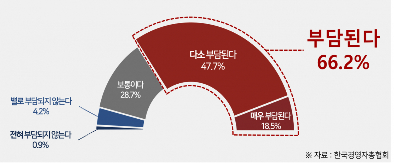 현재 소득 대비 연금보험료 부담 수준. [경총 제공]