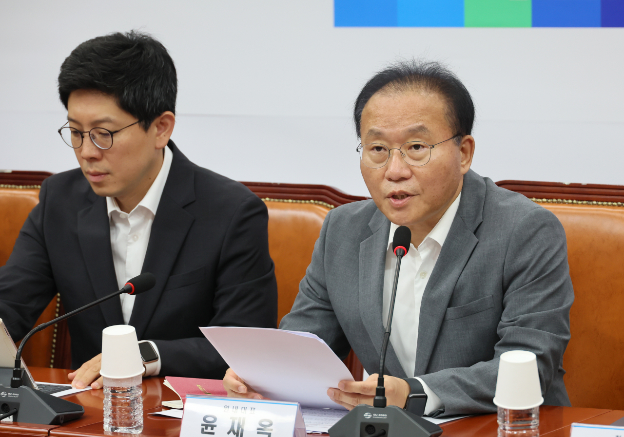 윤재옥 국민의힘 원내대표가 3일 오전 국회에서 열린 최고위원회의에서 발언하고 있다. [연합]